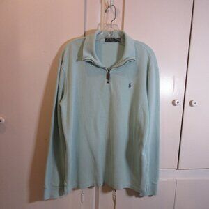 Powder Blue Polo Ralph Lauren Pullover 1/4 Zip Sweater, Size Large
